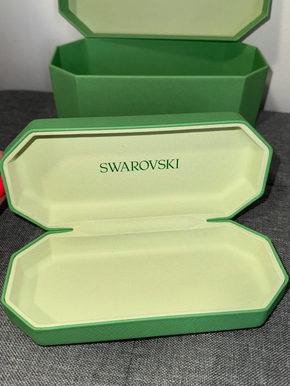 Swarovski Green Octagonal Jewelry Boxes with Pale Lime Interior